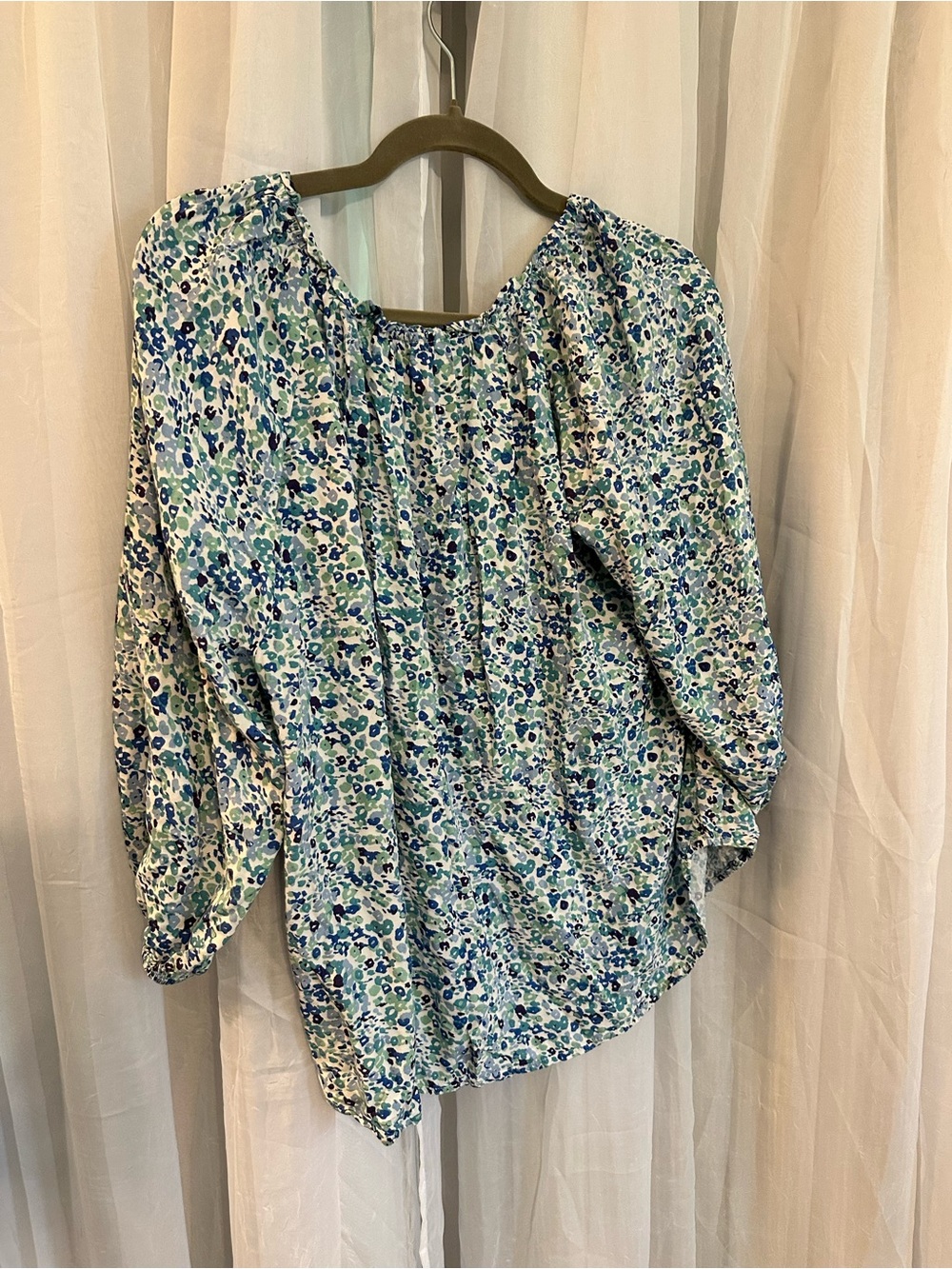 Beach Lunch Lounge Women's Blue Floral Peasant Blouse - Picture 4 of 6
